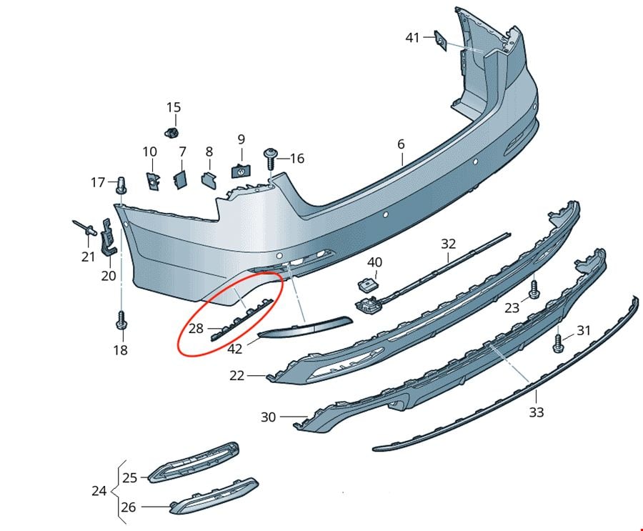 AUDİ - ARKA TAMPON ÇITASI SAĞ S-LİNE A6 2020- - 4K0807432