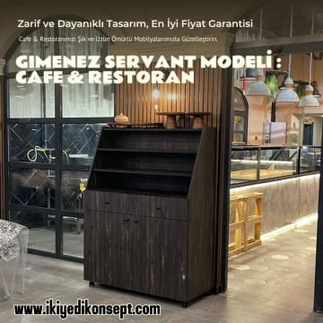 Gimenez Siyah Eskitme Servant Dolabı Cafe Restoran Mobilyaları Dolap Adisyon Fiş Toplama Kasa Bankosu