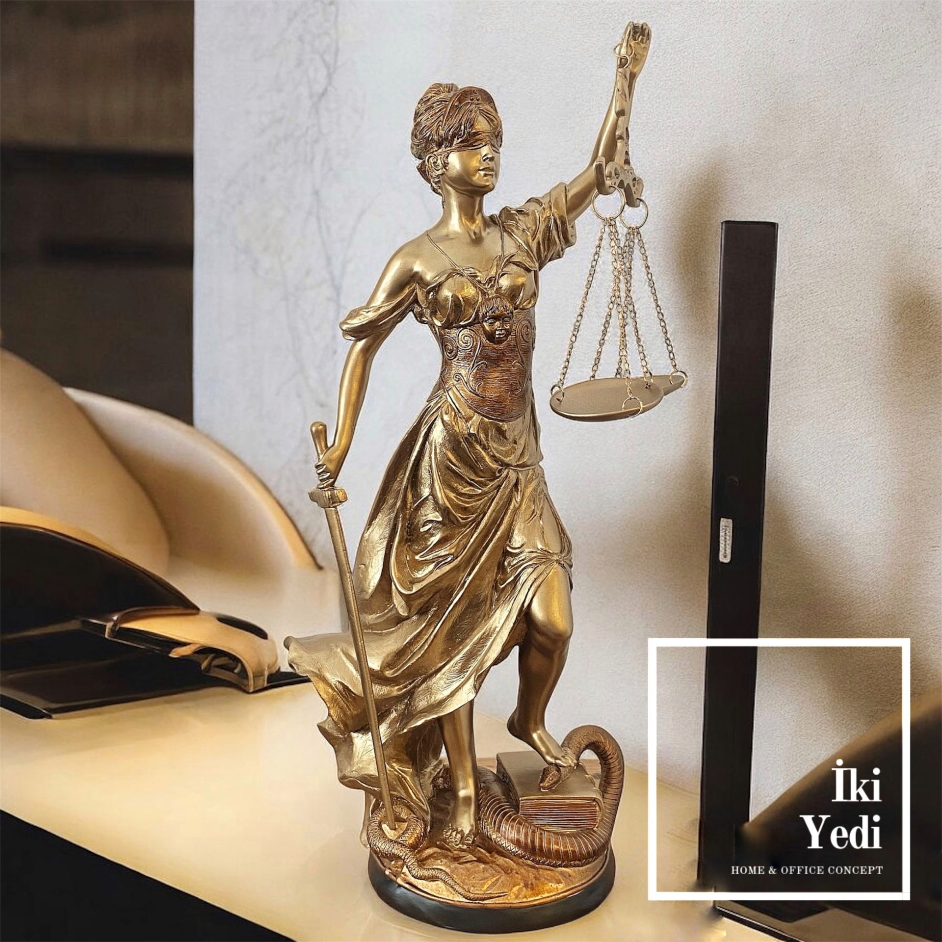 Adalet Tanrıçası Heykeli 55 cm Büyük Boy Themis Biblosu Lady Justice Hukuk Ofisi Dekorasyon Ürünleri Avukata Hediye