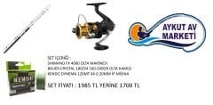 Shimano FX 4000 Olta Makinesi Bauer Crystal 180cm 100-200gr Olta Kamışı Tekne Seti