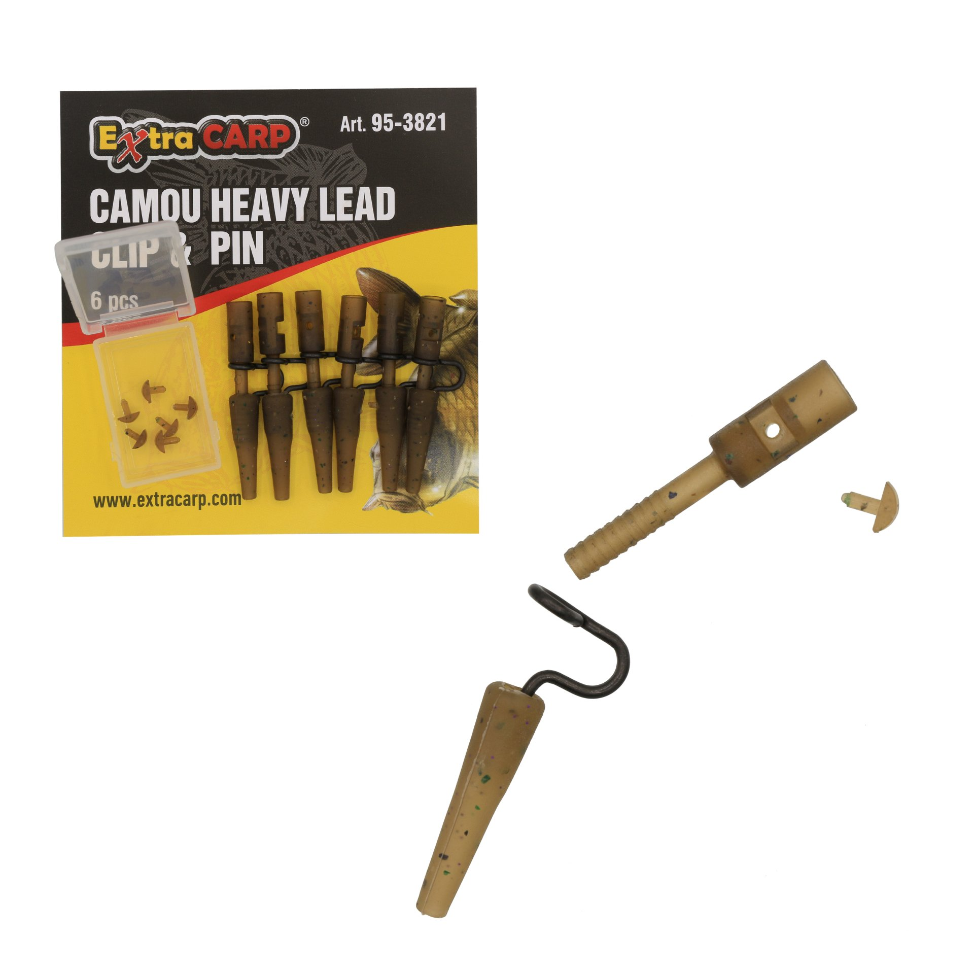 Extra Carp Camou Heavy Lead Clip & Pin 6pcs