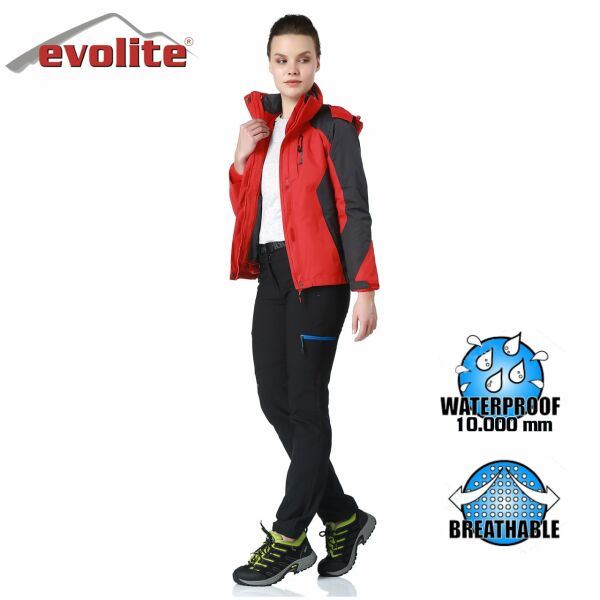 Evolite Diva Bayan 3in1 Gri/Kırmızı Mont XS