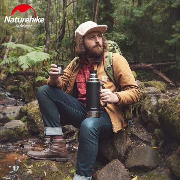 Naturehike Q-9H Paslanmaz Çelik Vakumlu Termos 1250 ML SİYAH