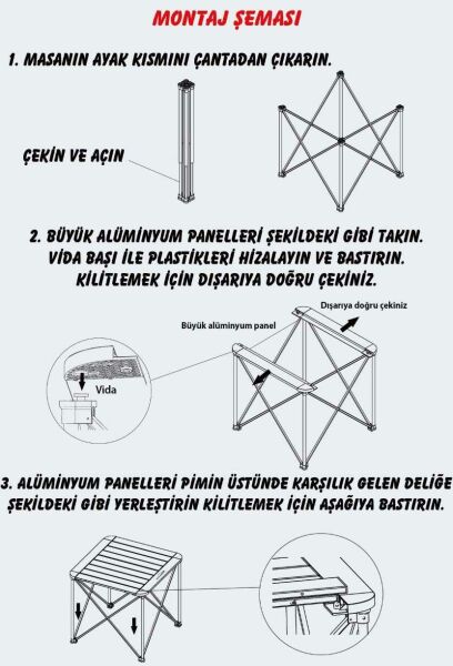 Nurgaz Alüminyum Kamp Masası Küçük