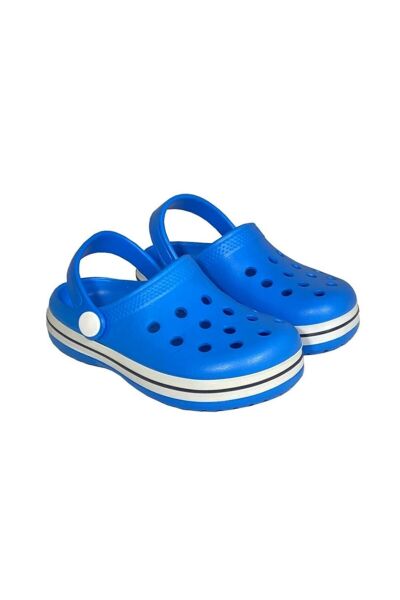 Akınalbella Kids Crocs Sandalet Çocuk Terlik Sax Mavi/Beyaz/Lacivert - 27