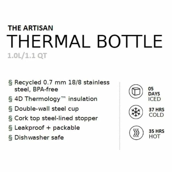 Stanley The Artisan Thermal Bottle Paslanmaz Çelik Termos 1 Lt SİYAH