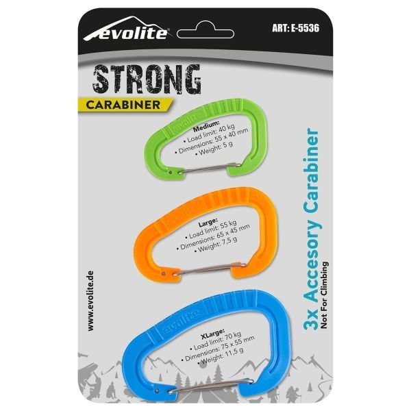 Evolite Strong Üçlü Karabina Seti ( Mavi - Turuncu - Yeşil )