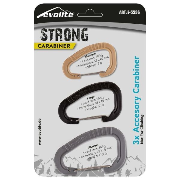 Evolite Strong Üçlü Karabina Seti ( Gri - Siyah - Bej ) Gri/Siyah/Bej