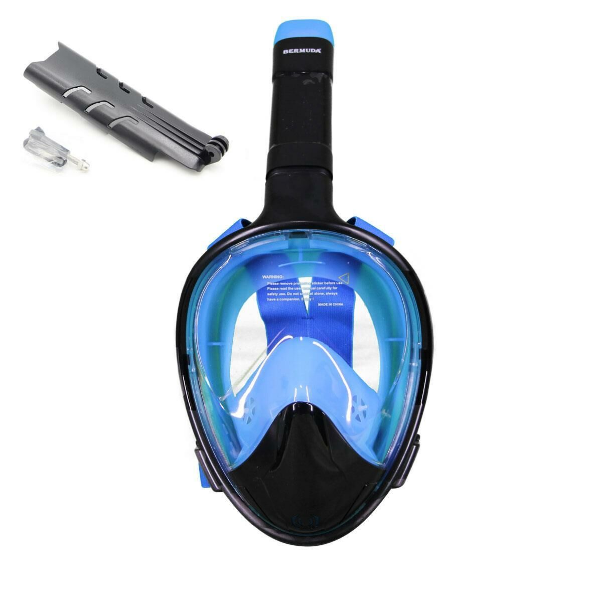 Bermuda Full Face Tam Yüz Dalış Maske Şnorkel Set MAVİ - L-XL