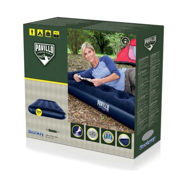 Bestway Pavillo Twin Flocked Air Bed Tek Kişilik Şişme Kamp Yatak Lacivert LACİVERT