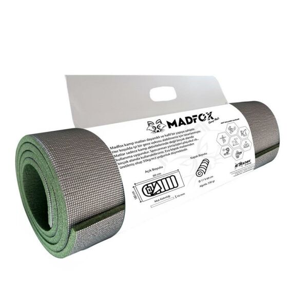 Madfox Thermic Prolight Insulated Kamp Matı [ Gri/Yeşil | 180*60cm-10mm | XPE-35 ] Gri/Yeşil