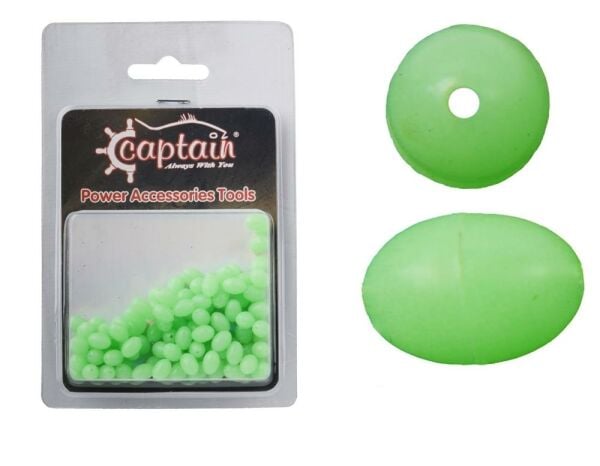 Captain Glow Boncuk Oval Çapari ve Takım Boncuğu YEŞİL - 8 mm