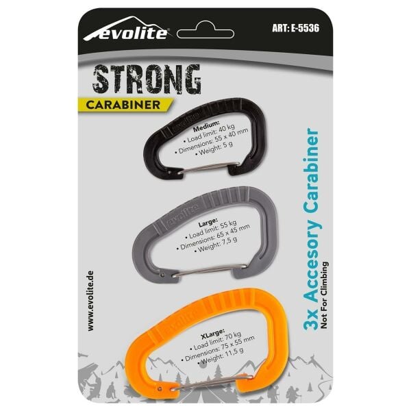 Evolite Strong Üçlü Karabina Seti ( Turuncu - Gri - Siyah )