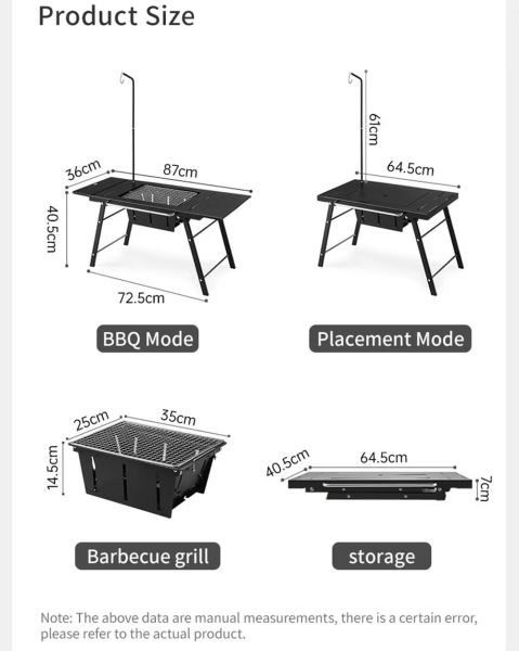 Naturehike IGT Multifunctional Travel Barbecue + Katlanabilir Masalı BLACK