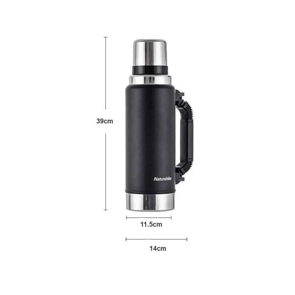 Naturehike Q-9H Paslanmaz Çelik Vakumlu Termos 1250 ML SİYAH