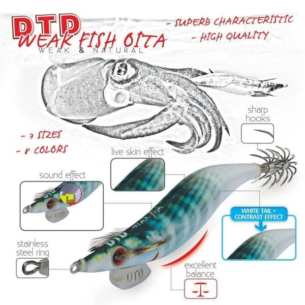 DTD Weak Fish Bukva 3.0 Glow Sinking Speed 90 mm Kalamar Zokası Painted Comber