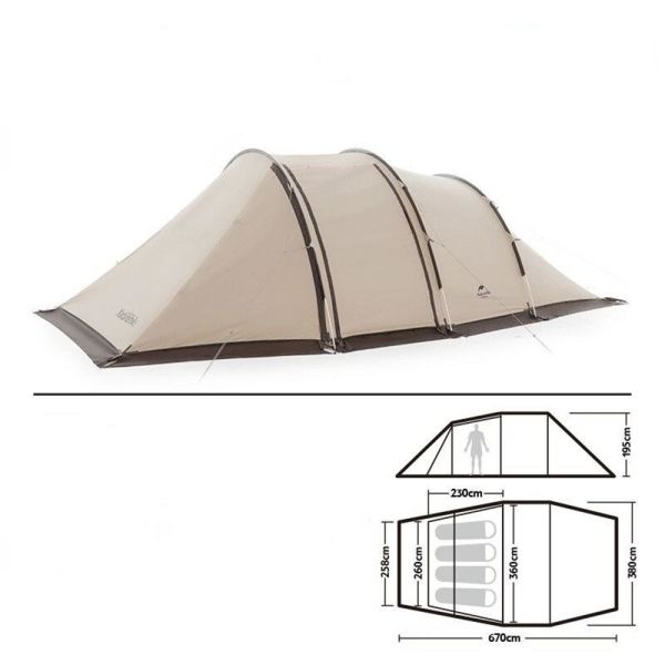 Naturehike Cloud Vessel UPF50+ Snow Skirt 4-6 Kişilik Tünel Çadır Quicksand Gold - M