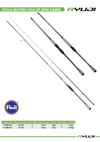 Ryuji Matrix Fuji 270cm 10-50gr 2 Parça Spin Kamış