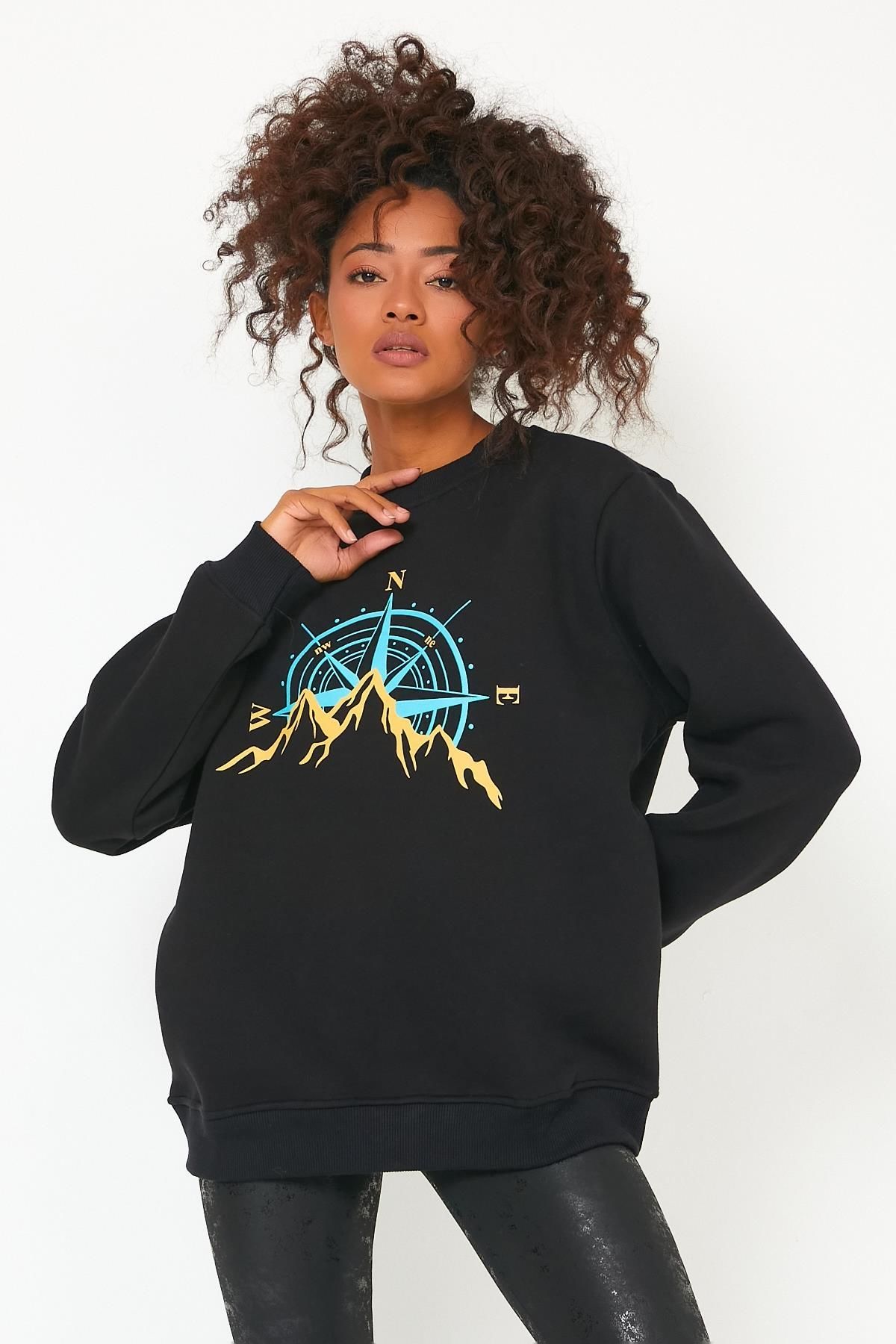 North Trace Seasonal Kadın Sweatshirt ( New Pusula Baskılı )