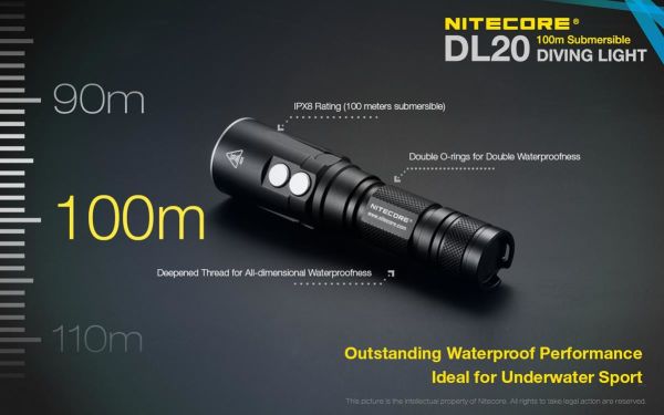 Nitecore DL20 1000 Lümen Dalış Feneri ( 1x18650 )