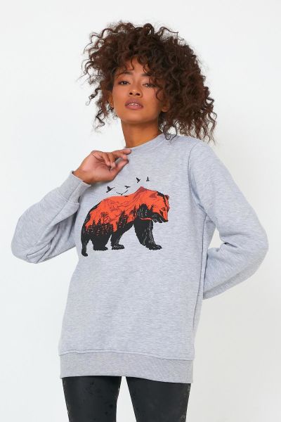 North Trace Seasonal Kadın Sweatshirt ( Ayı Baskılı )