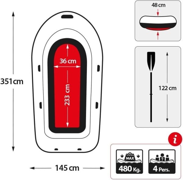 İntex Seahawk™ 4 Şişme Bot Set | 351x145x48cm |