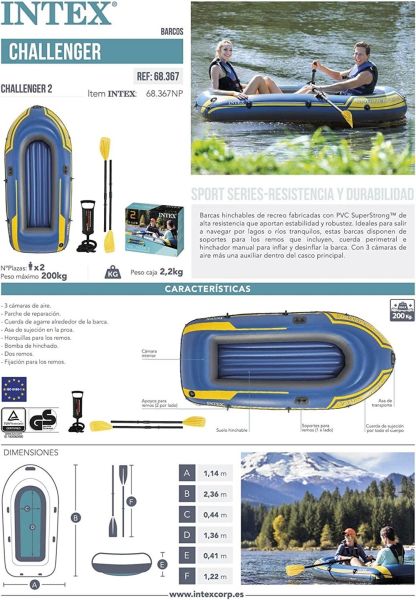 İntex Challenger™ 2 Şişme Bot Set | 236x114x41cm |