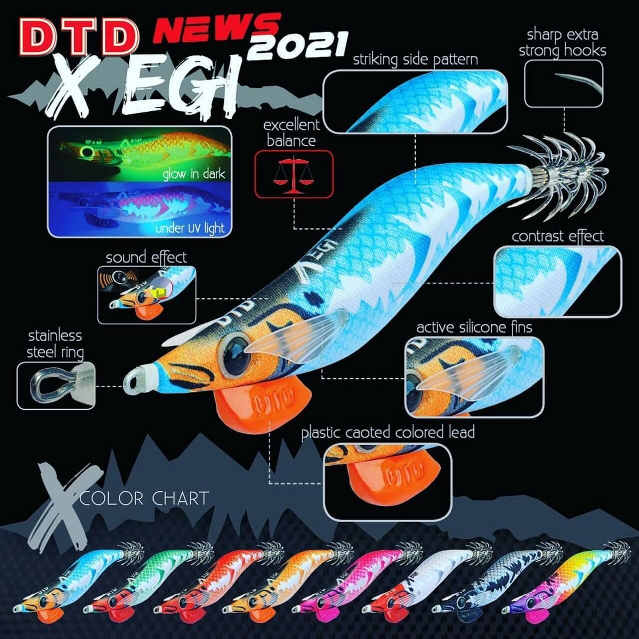 DTD X-Egi 3.0 Basic Sinking Speed 96 mm 16.2 gr Kalamar Zokası RAİNBOW