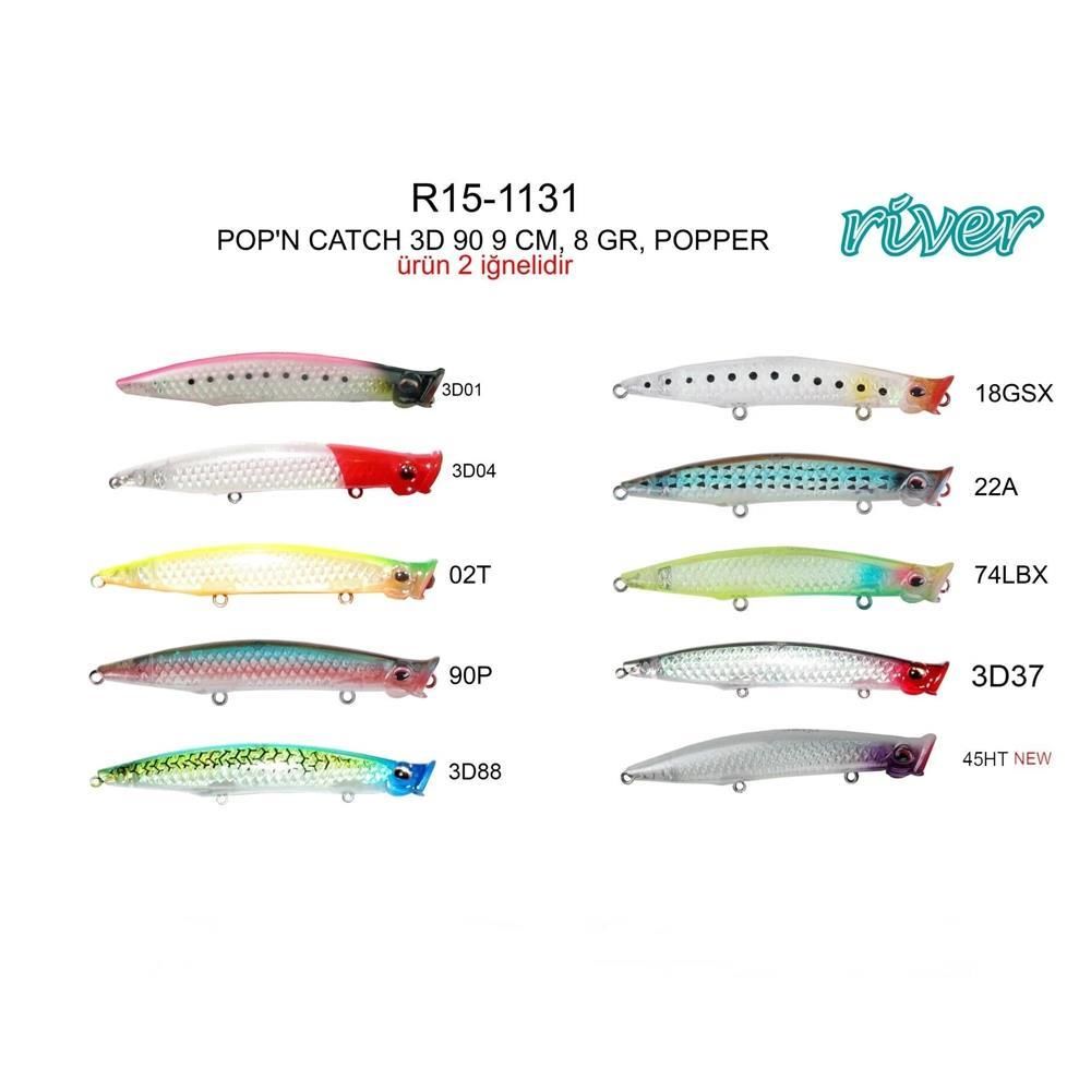 River Pop'N Catch 90 3D 9 cm 8 gr Popper Suni Yem