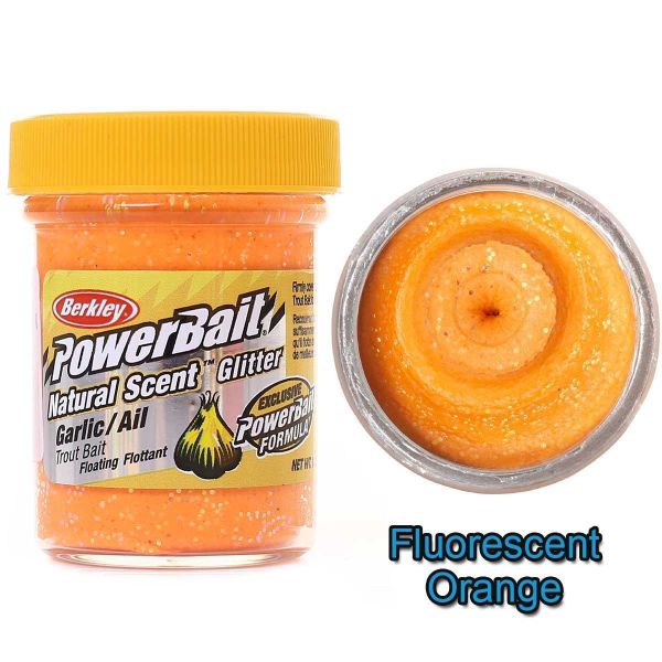 Berkley PowerBait Natural Scent Glitter Garlic Alabalık Hamuru Fluorescent Orange