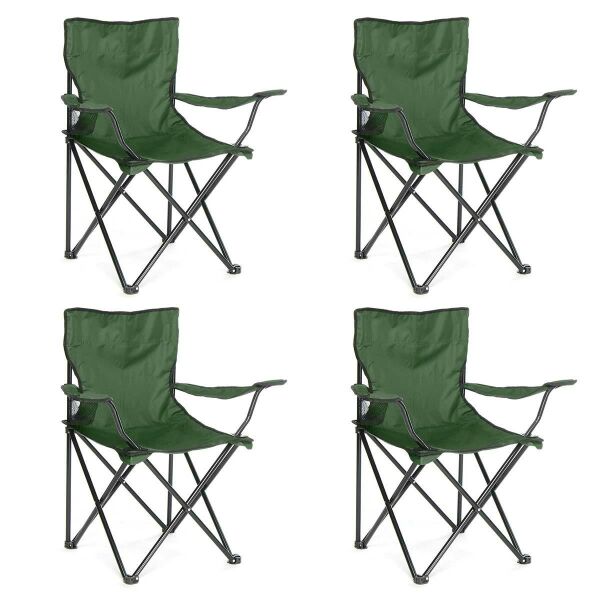 Katlanır Çantalı Kamp Sandalyesi ( Rejisör Koltuk ) 4 Lü Set Yeşil