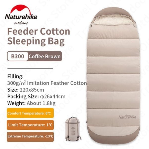 Naturehike Feeder B300 Cotton Uyku Tulumu -13°C Coffee Brown - Right