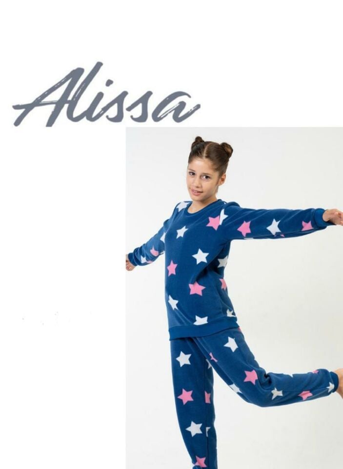 Alissa 20542 Kadın Polar Yıllızlı Pijama Takımı