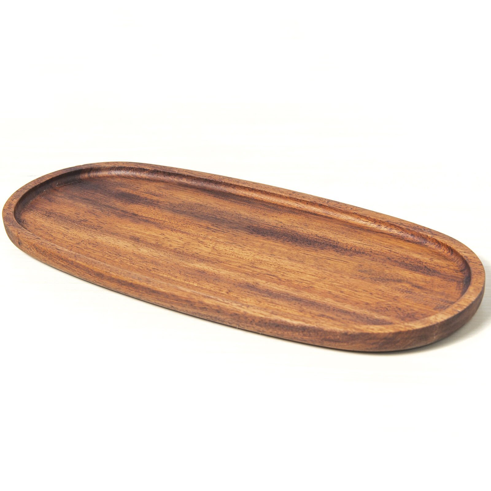 GRV-1802 Groovy İroko Oval Sunum Tahta - 38×16,5×2 cm