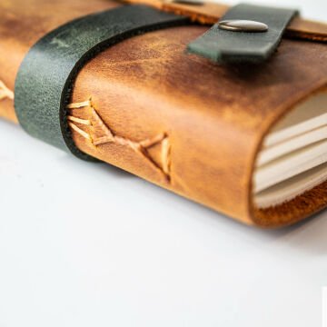 Cevher-A7 / Küçük Boy Deri Defter Camel