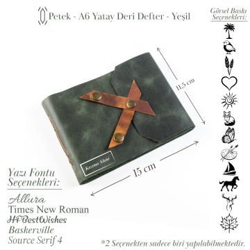 Petek-A6 Orta Boy Yatay Deri Defter