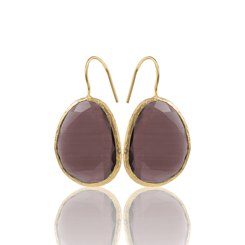 E10 22 Karat vergoldeter Fossil-Ohrring für Damen – 100 % handgefertigt, besonderes Design