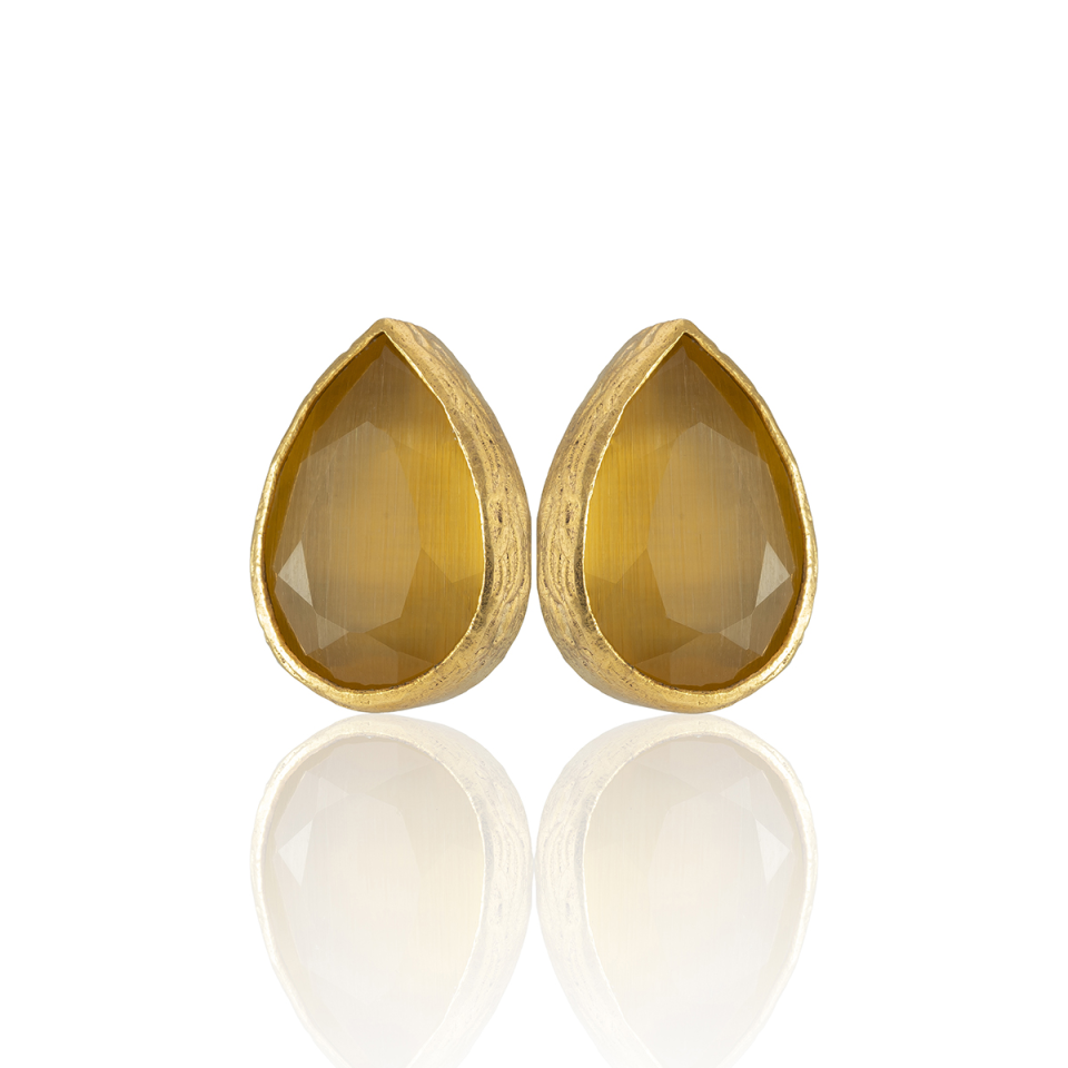 Pendientes de mujer E07 chapados en oro de 22 quilates - Diseño especial 100% hecho a mano