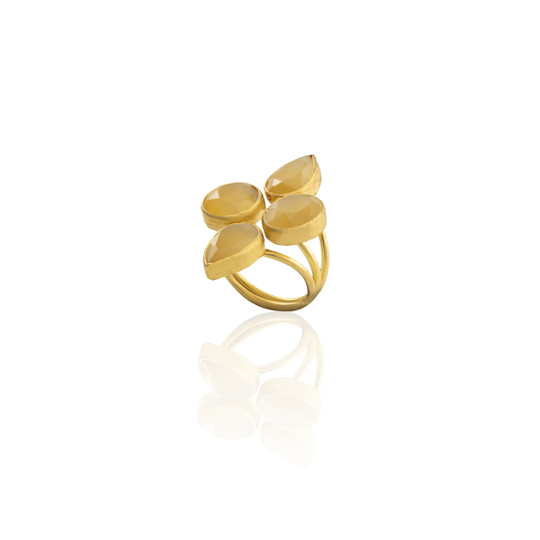 Anel feminino banhado a ouro R35 - design especial 100% feito à mão