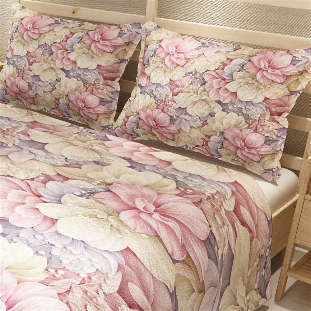 MonoHome Pike Takımı Jakar Dokuma Pamuklu 3D Dijital Baskı Flowers Coverlet