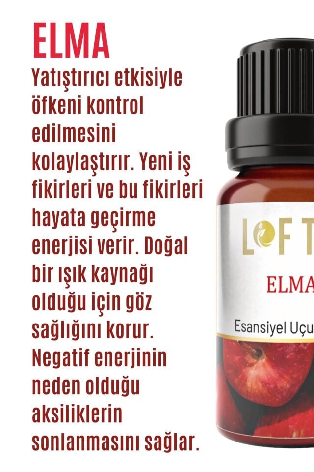 Elma Uçucu Yağ Buhurdanlık Esansı Oda Kokusu Uçucu Esansiyel Yağ Buhur Yağı 10ML