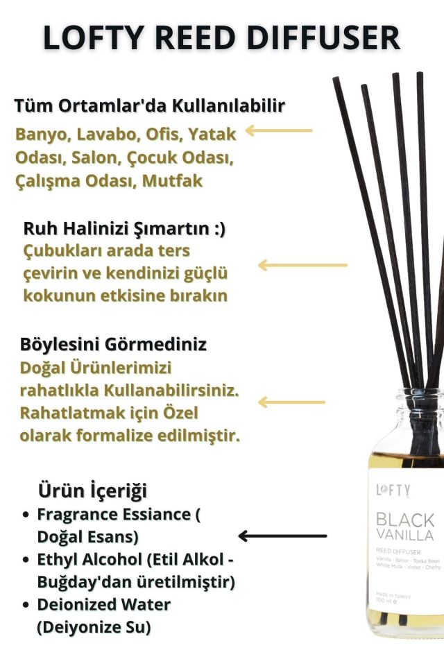 Black Vanilla Bambu Çubuklu Oda Kokusu 100 ML