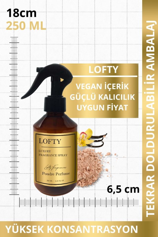 Pudra Oda ve Çamaşır Spreyi Oda Parfümü, Oda Kokusu, Koku Giderici Poudre Perfume 250ML