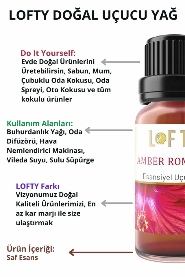 Amber Romantik Uçucu Yağ Buhurdanlık Esansı Oda Kokusu Esansiyel Yağ Buhur Yağı 10ML