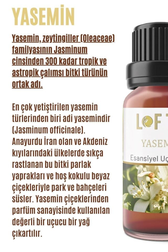 Yasemin Uçucu Yağ Buhurdanlık Esansı Oda Kokusu Esansiyel Yağ Buhur Yağı 30ML