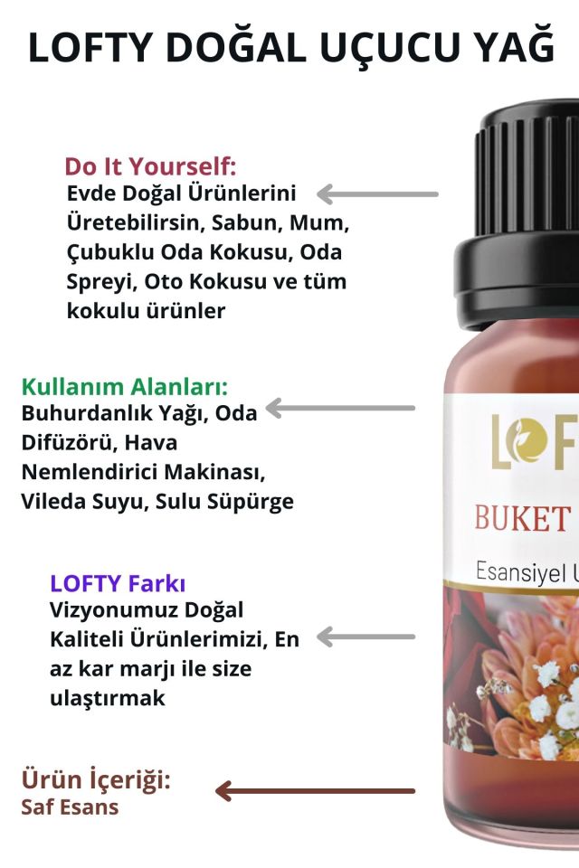 Buket Çiçeği Uçucu Yağ Buhurdanlık Esansı Oda Kokusu Esansiyel Yağ Buhur Yağı 10ML