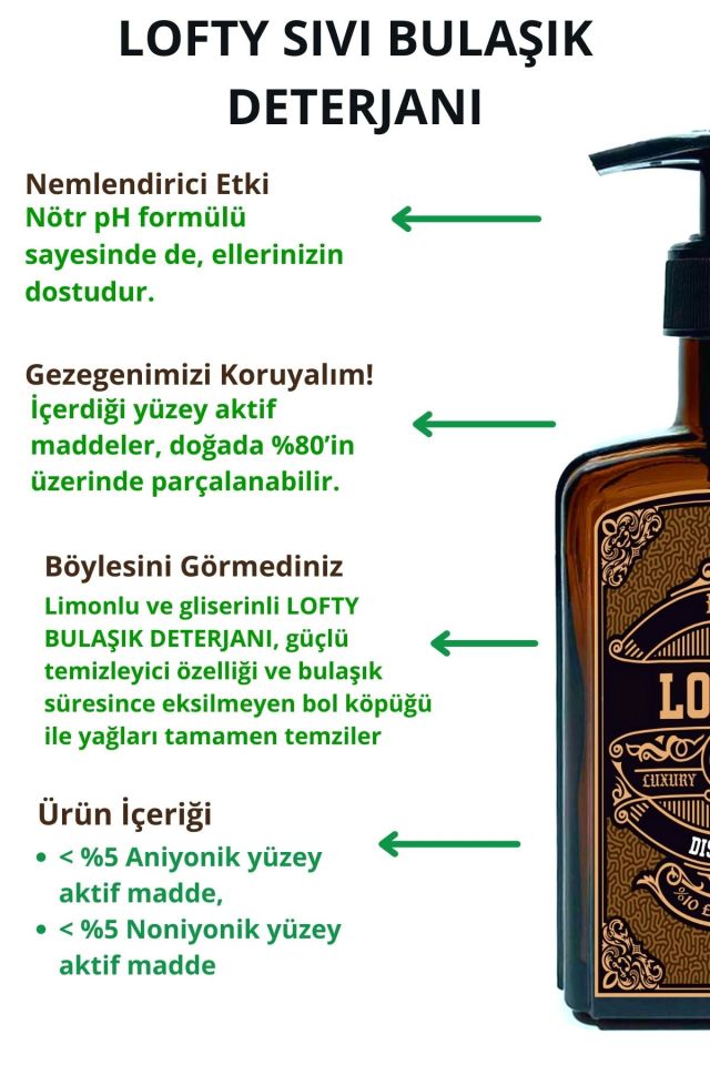 Limon Kokulu Bulaşık Deterjanı Özel Tasarım Cam Şişe - Vegan İçerik -250ML