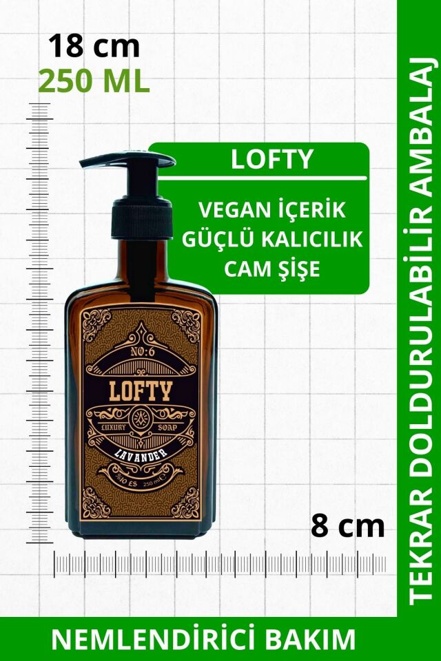 Nemlendirici Lavanta Kokulu Sıvı El Sabunu Cam Şişe Dekor - Vegan İçerik - 250ML