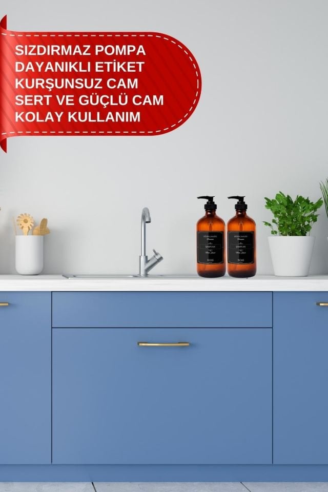 Siyah Etiketli Mutfak Temizleyici, Çamaşır Suyu, Leke Çıkarıcı Amber Cam Şişe Mutfak Seti 500ML