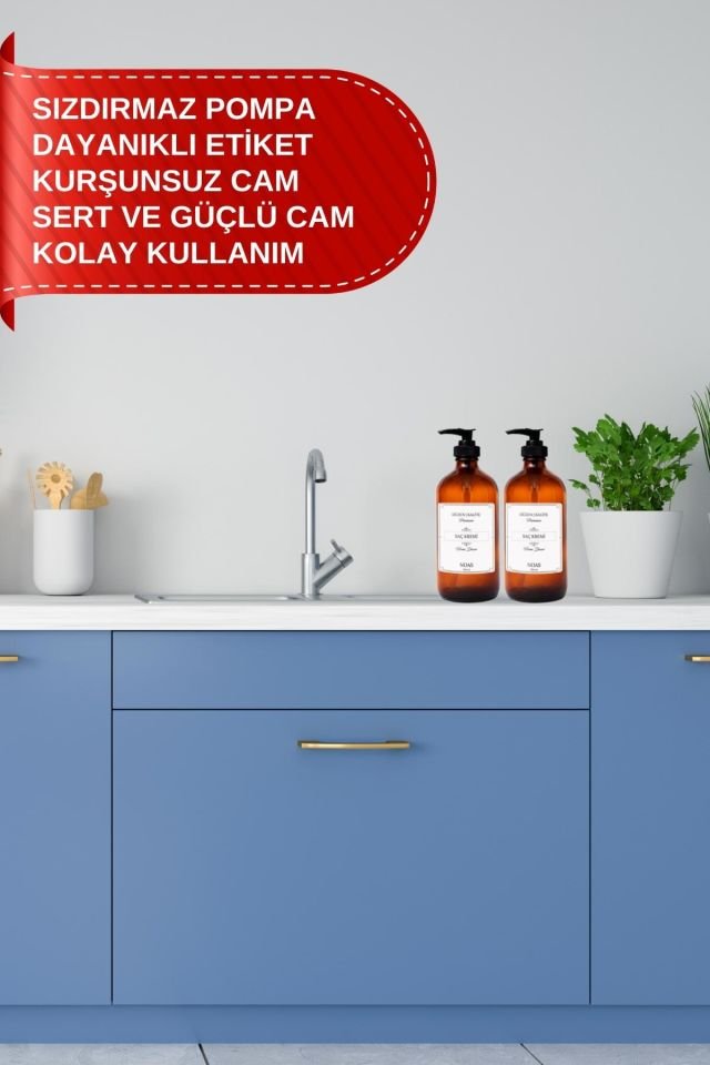 Beyaz Etiketli Mutfak Temizleyici ve Leke Çıkarıcı Amber Cam Şişe Mutfak Seti 500ML